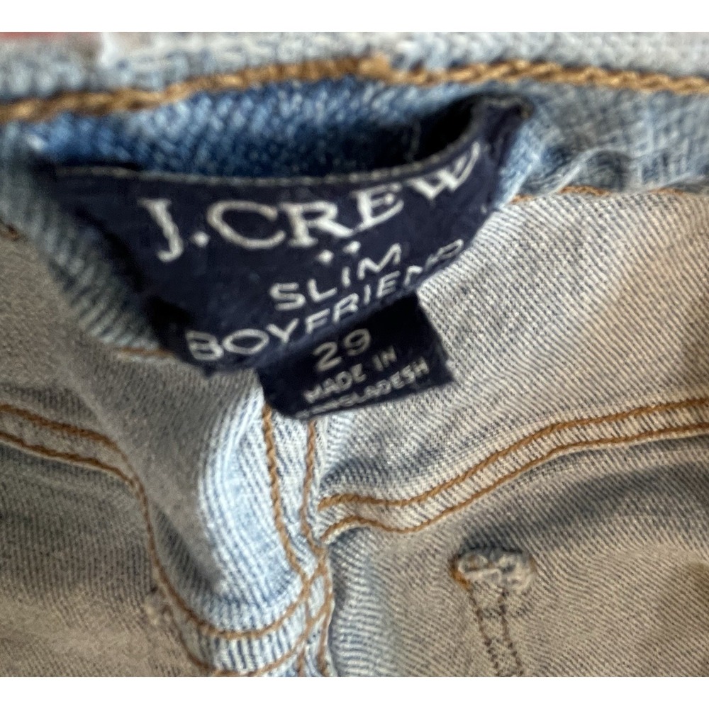J.Crew | Distressed Slim Broken In Boyfriend Jeans Size 29 Light Wash - Picture 7 of 7